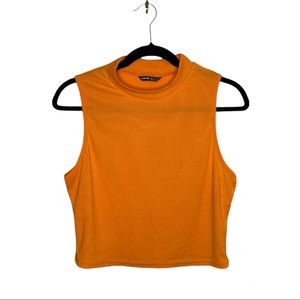 Orange Size XL Shein Ribbed Mock Neck Crop Top